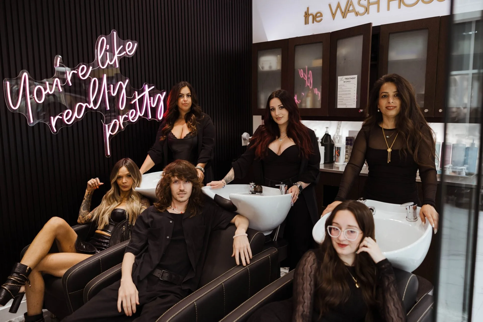 Monaco Salon team inside the Bay to Bay salon in South Tampa